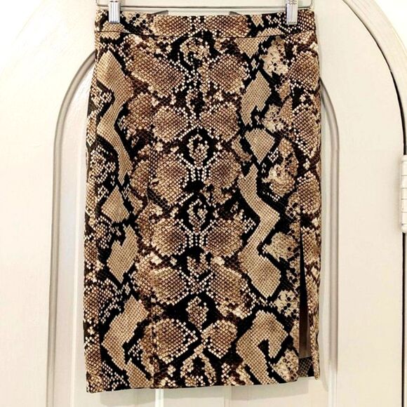 Altuzzara 4 Target Python Print Stretch Cotton Twill Side Slit Pencil Skirt Sz 4 - Picture 8 of 8